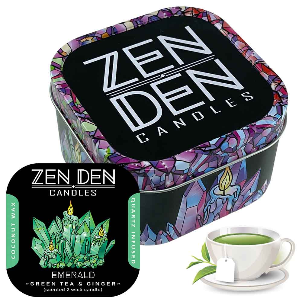 Green Quartz Crystal Scented Soy Candles in Coffee Mug - Set of 2