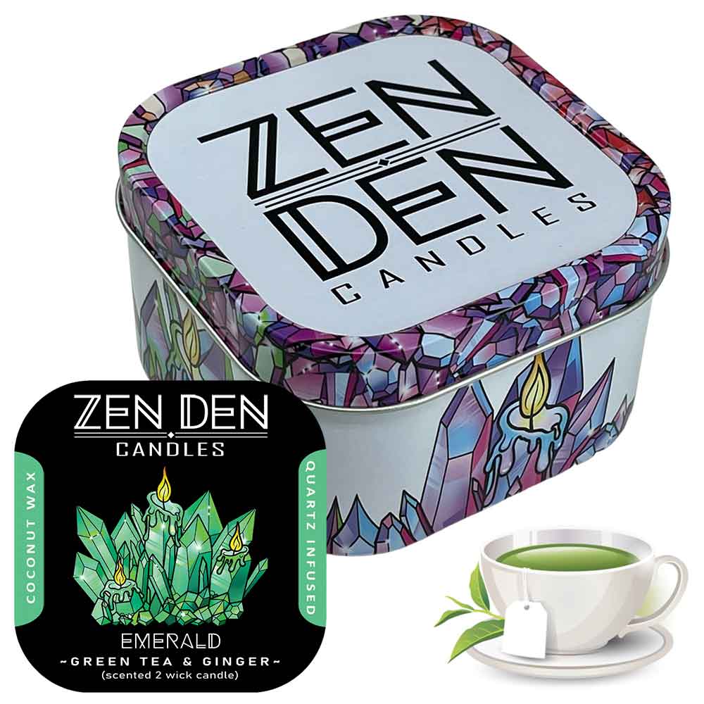 Green Quartz Crystal Scented Soy Candles in Coffee Mug - Set of 2